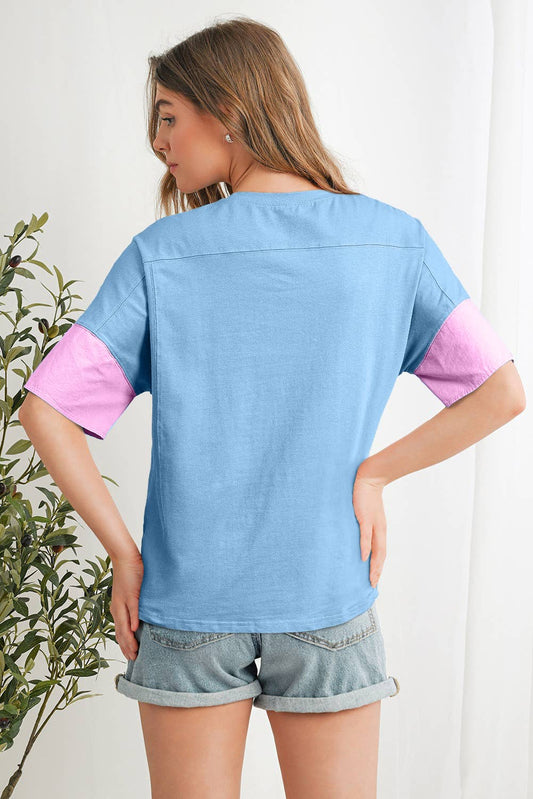 Stevie Star Graphic Tee in Pink and Blue