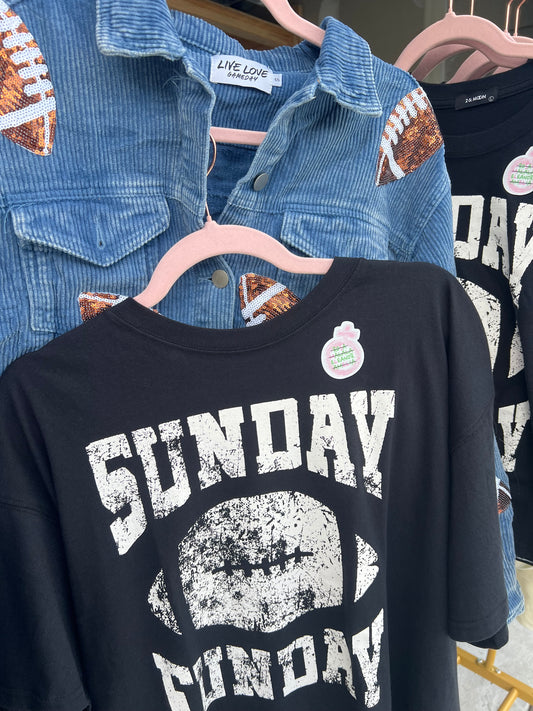 Giving Sunday Funday Football Graphic Crop Tee