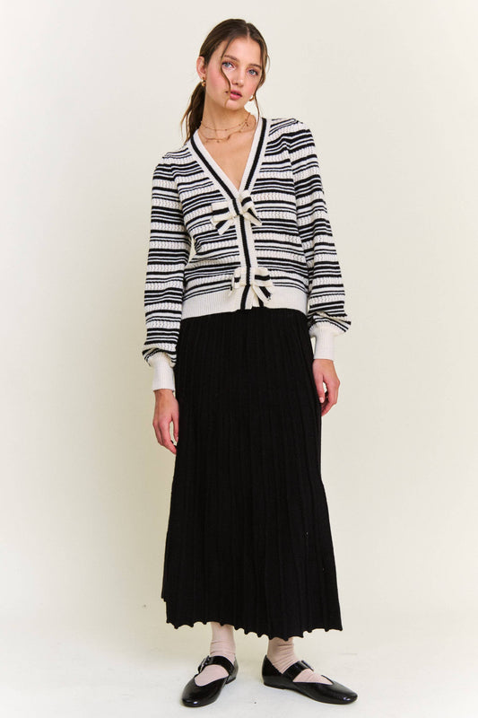 The Lucy Black Stripe Knit Cardigan
