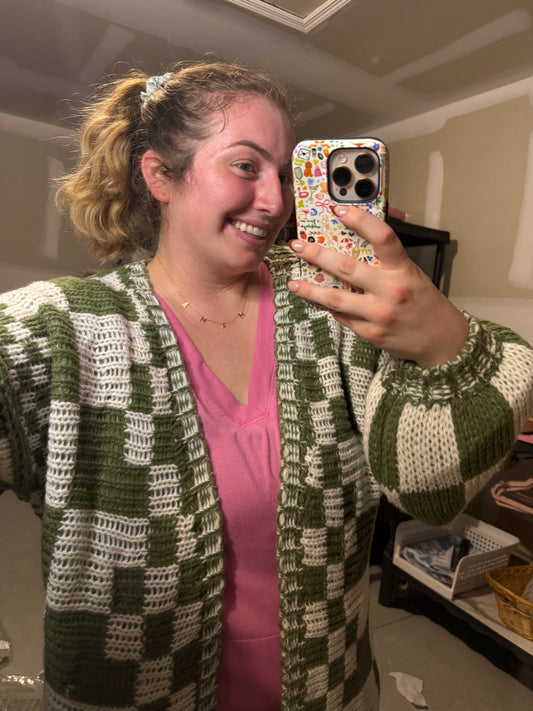 The Lala Oversized + Chunky Cardigan in Olive