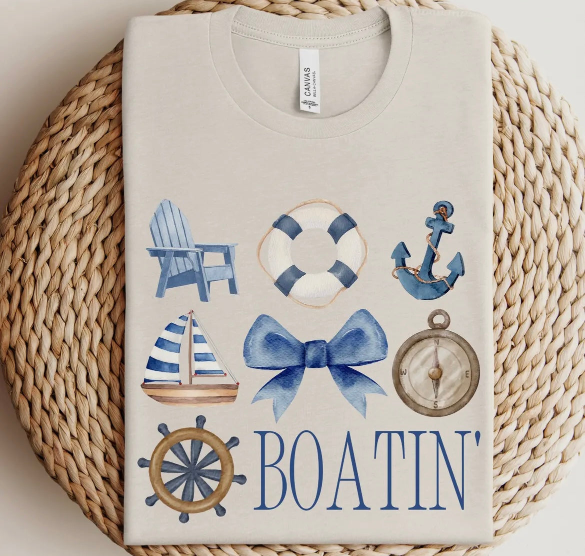 “Boatin” Blue Graphic Tee