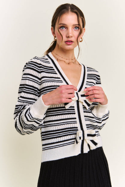 The Lucy Black Stripe Knit Cardigan