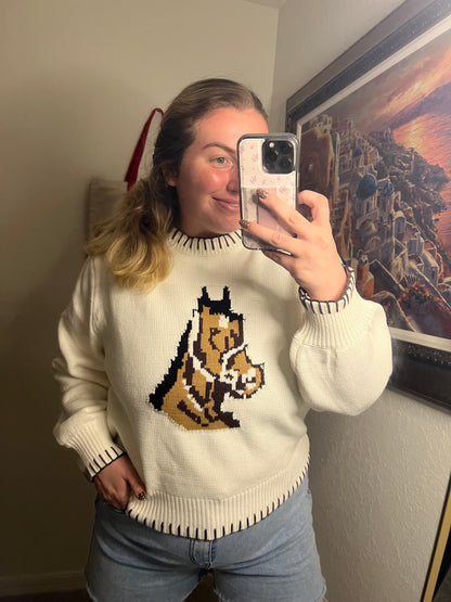 The Charming Horse Motif Sweater in Cream