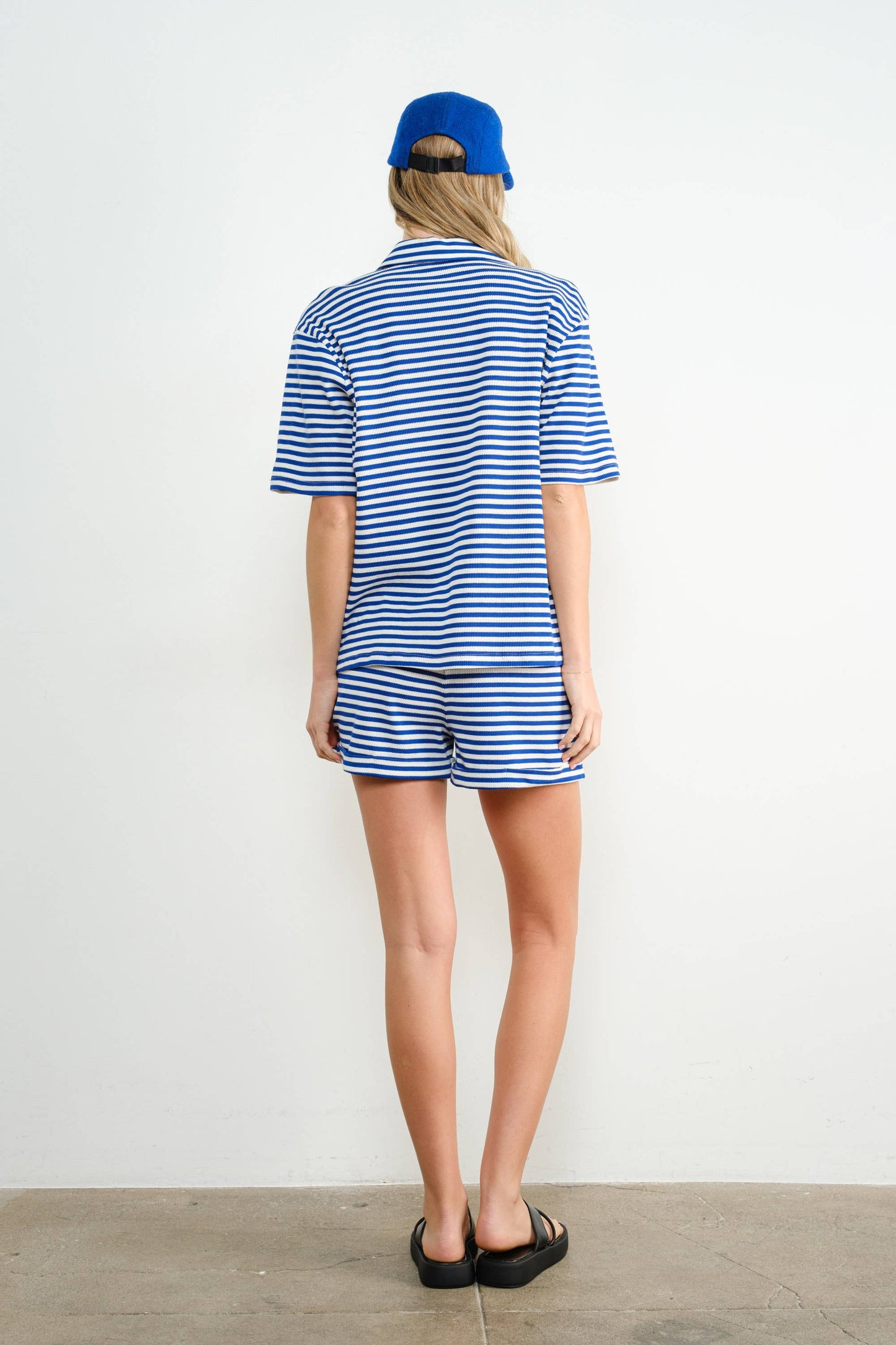 Resort stripe knit shorts