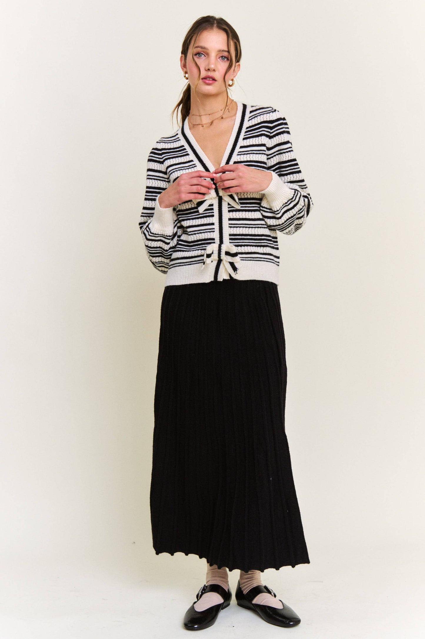 The Lucy Black Stripe Knit Cardigan