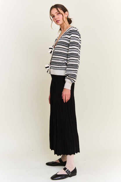 The Lucy Black Stripe Knit Cardigan
