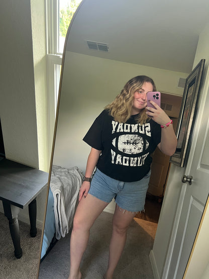Giving Sunday Funday Football Graphic Crop Tee