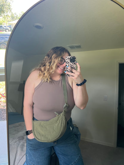 The Margot Olive Green Nylon Shoulder Bag