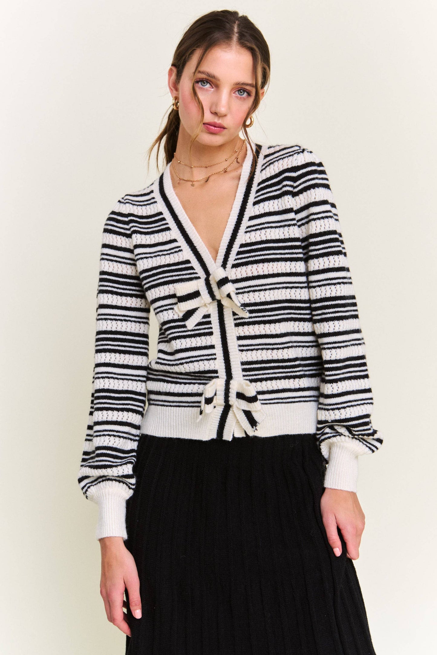 The Lucy Black Stripe Knit Cardigan