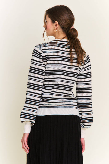 The Lucy Black Stripe Knit Cardigan
