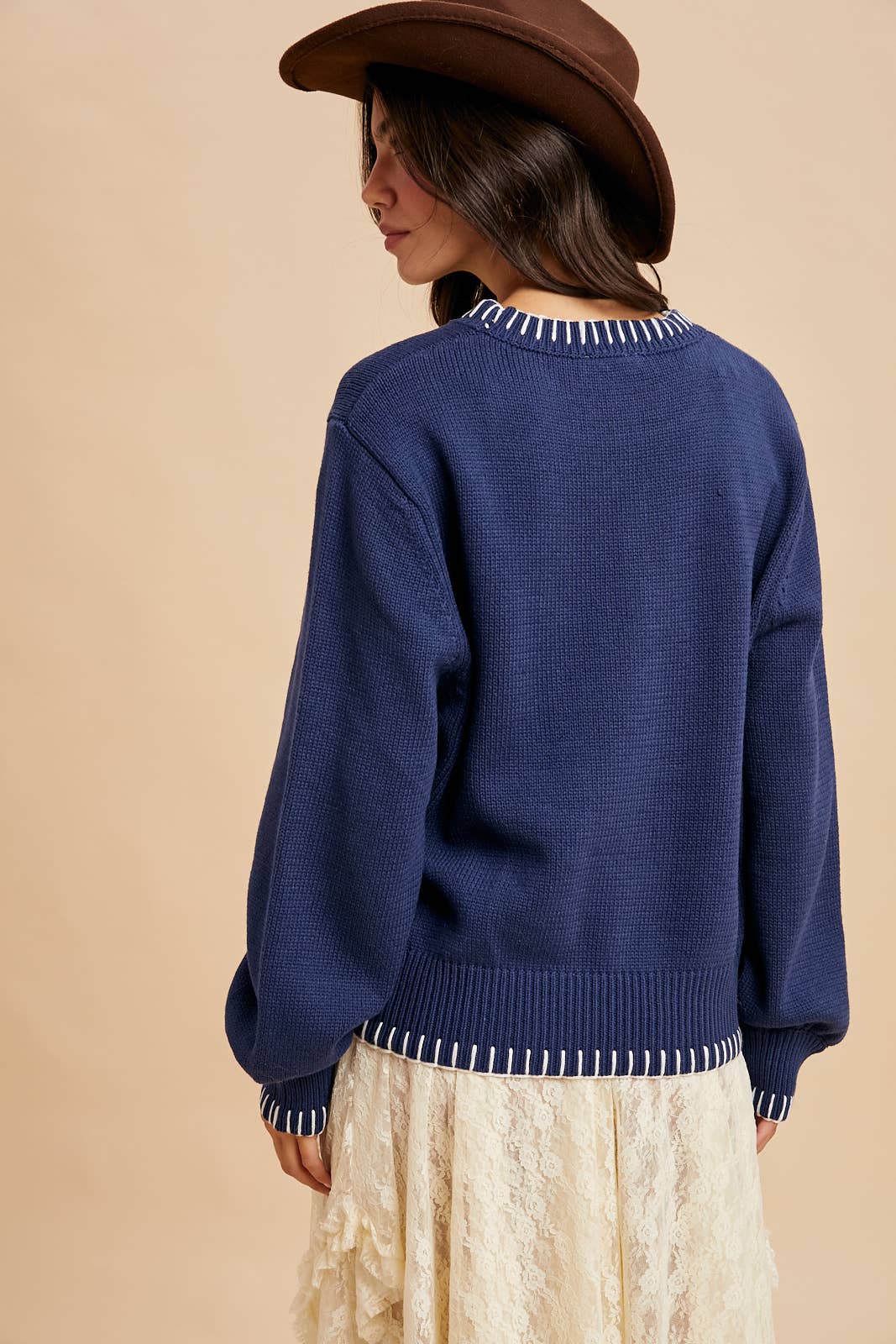 The Charming Horse Motif Sweater in Navy