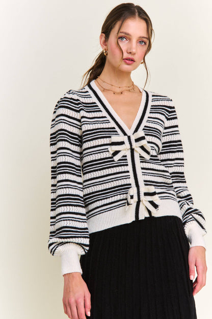 The Lucy Black Stripe Knit Cardigan