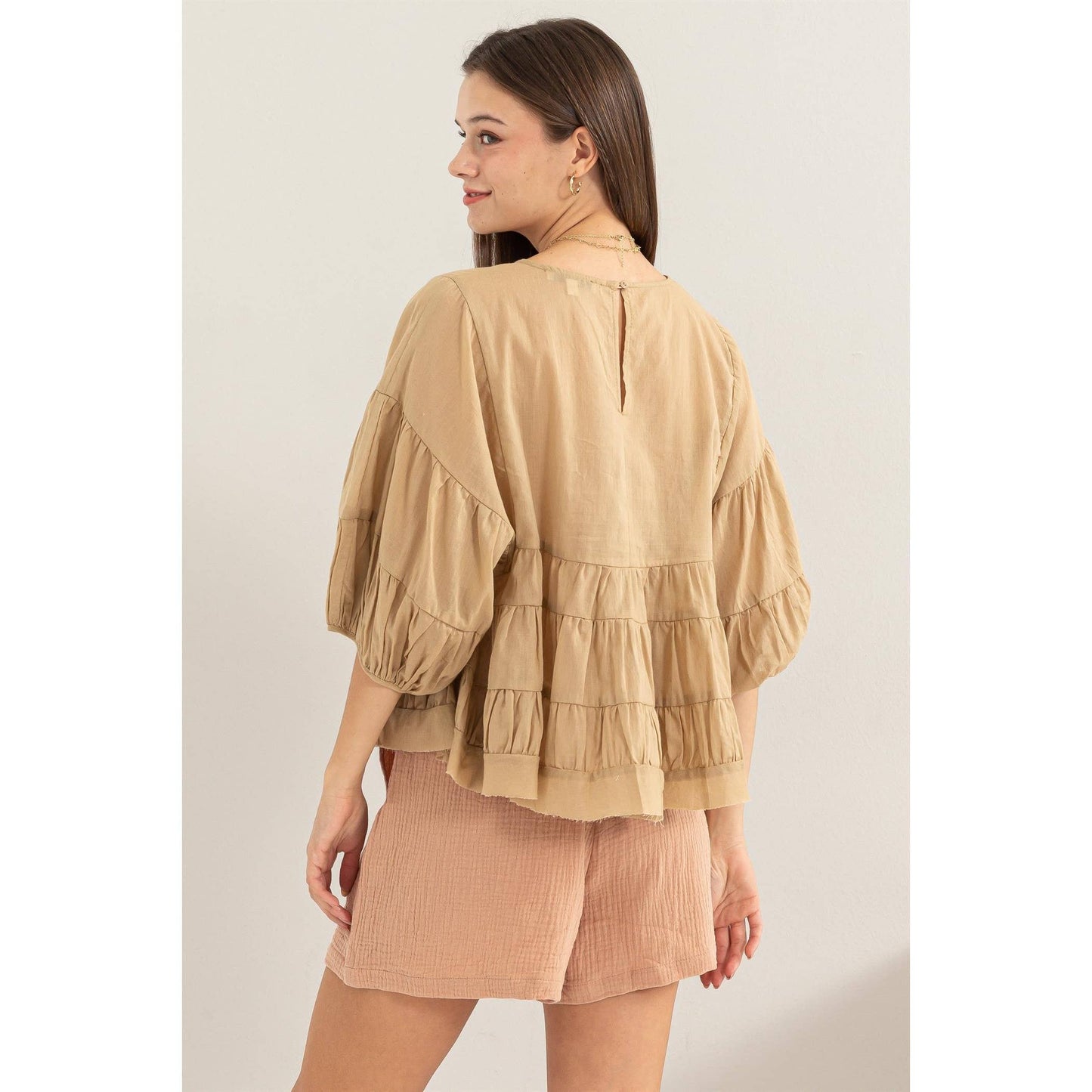 The Freya Babydoll Blouse: KHAKI