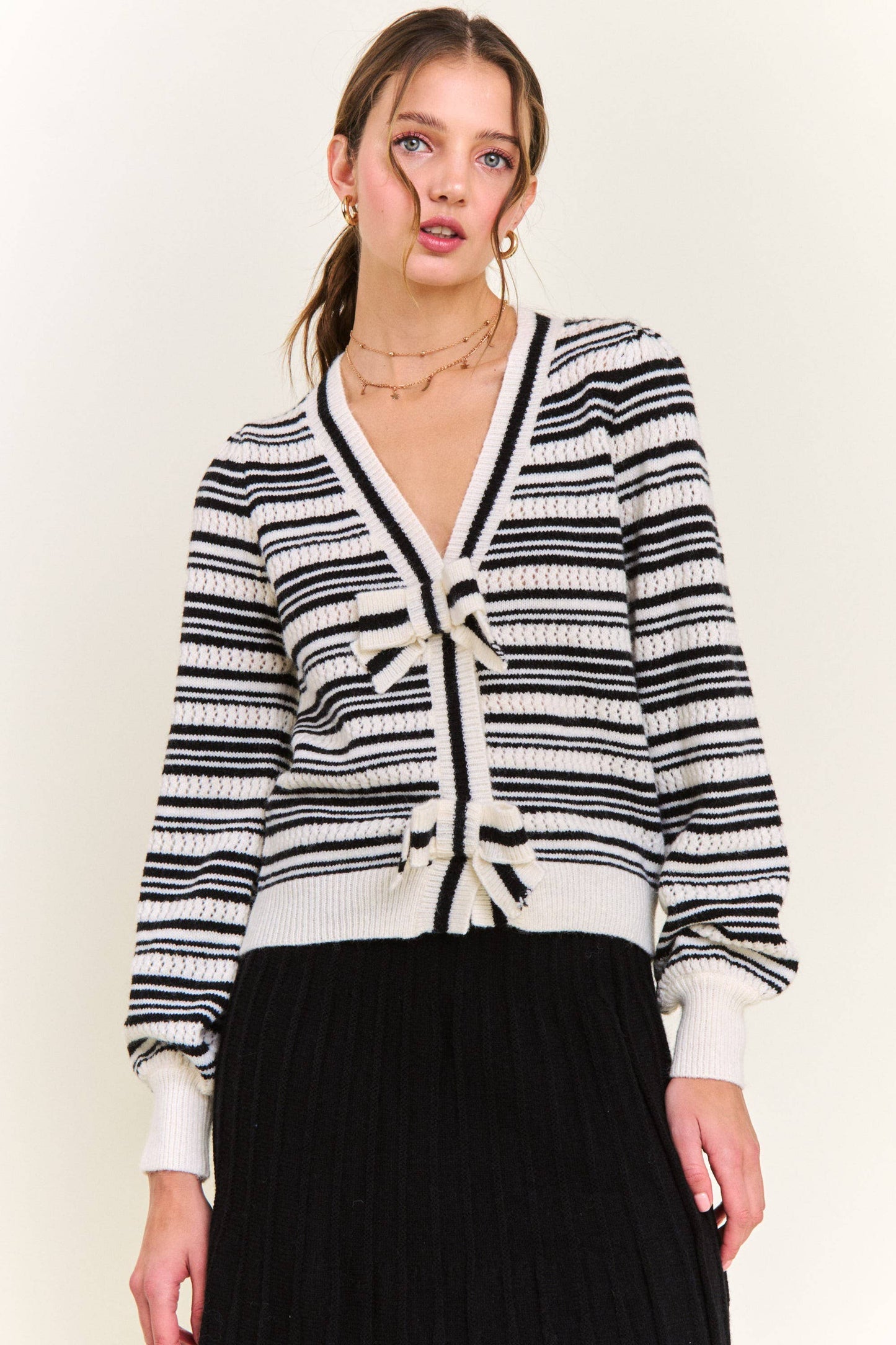 The Lucy Black Stripe Knit Cardigan