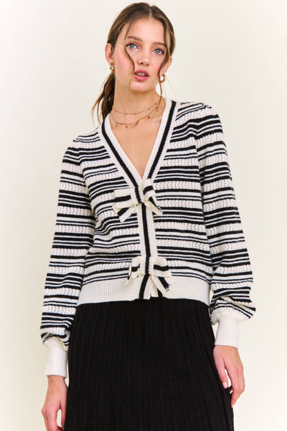 The Lucy Black Stripe Knit Cardigan