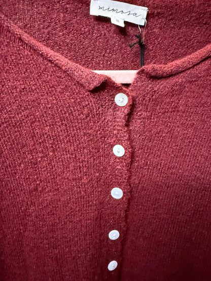 Cozy Merlot Button Down Cardigan Sweater