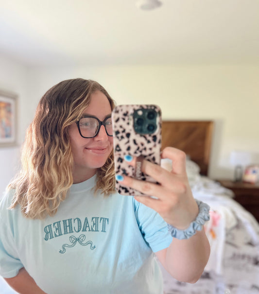 Teacher Embroidered Blue T Shirt
