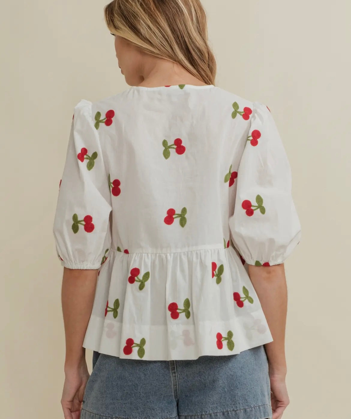 Cherry Bow Tie Blouse