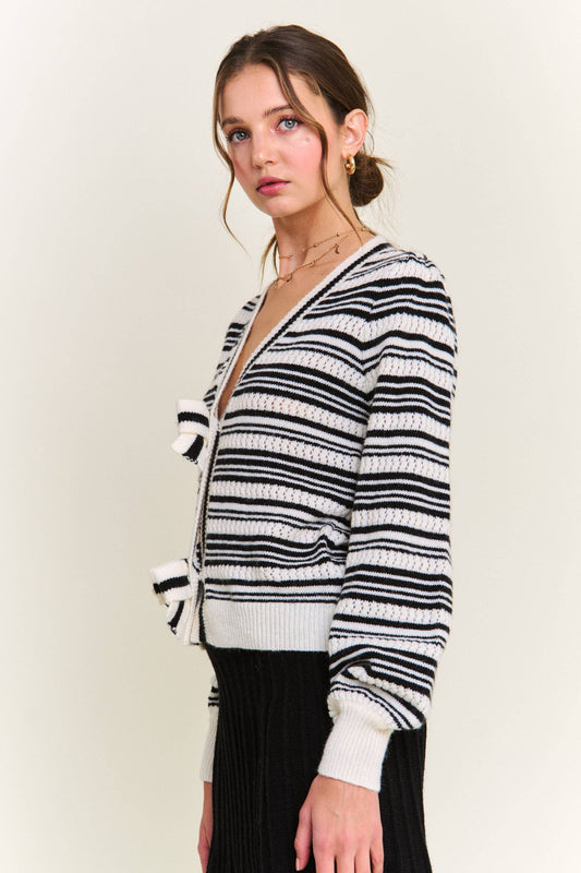The Lucy Black Stripe Knit Cardigan