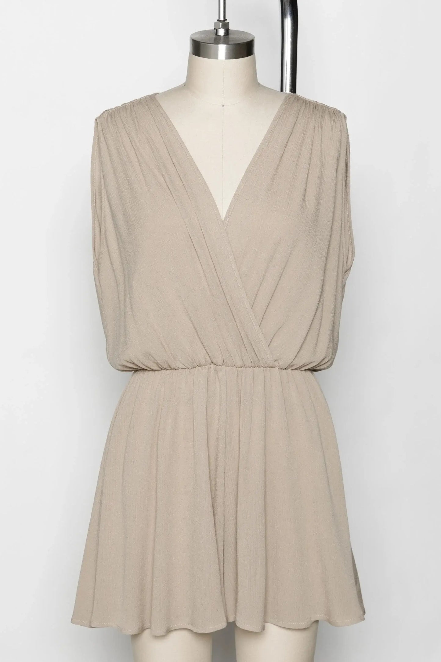 The Esme Solid Deep V-Neck Romper in Black